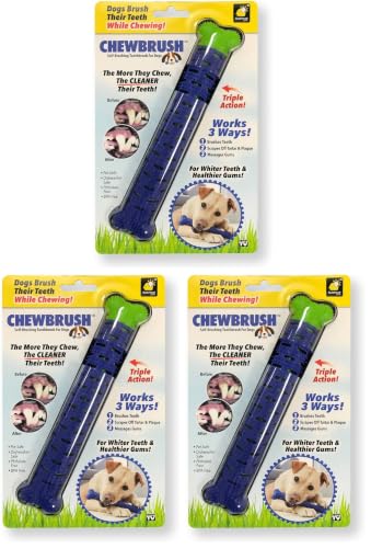 Image of BulbHead Chewbrush Toothbrush and Toy - No Dog Toothpaste Required - Great Teeth Cleaning Toy (3 Pack)