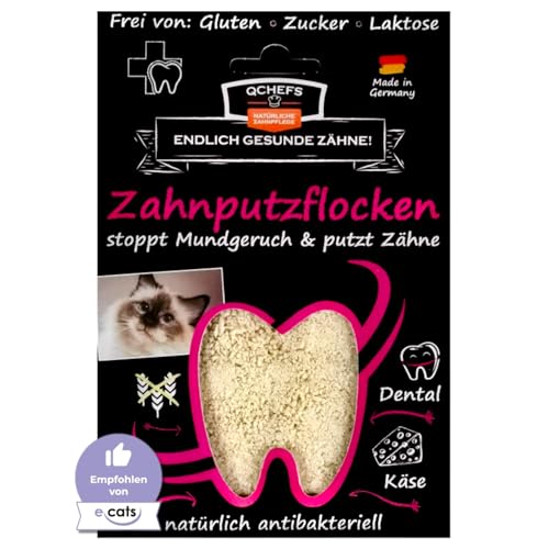 QCHEFS ZAHNPUTZFLOCKEN Katze Zahnpflege zum Lecken von Schleckmatte mit Nassfutter, Lachsöl, Katzenmilch, Malz Paste, Katzenfutter oder Leckerli