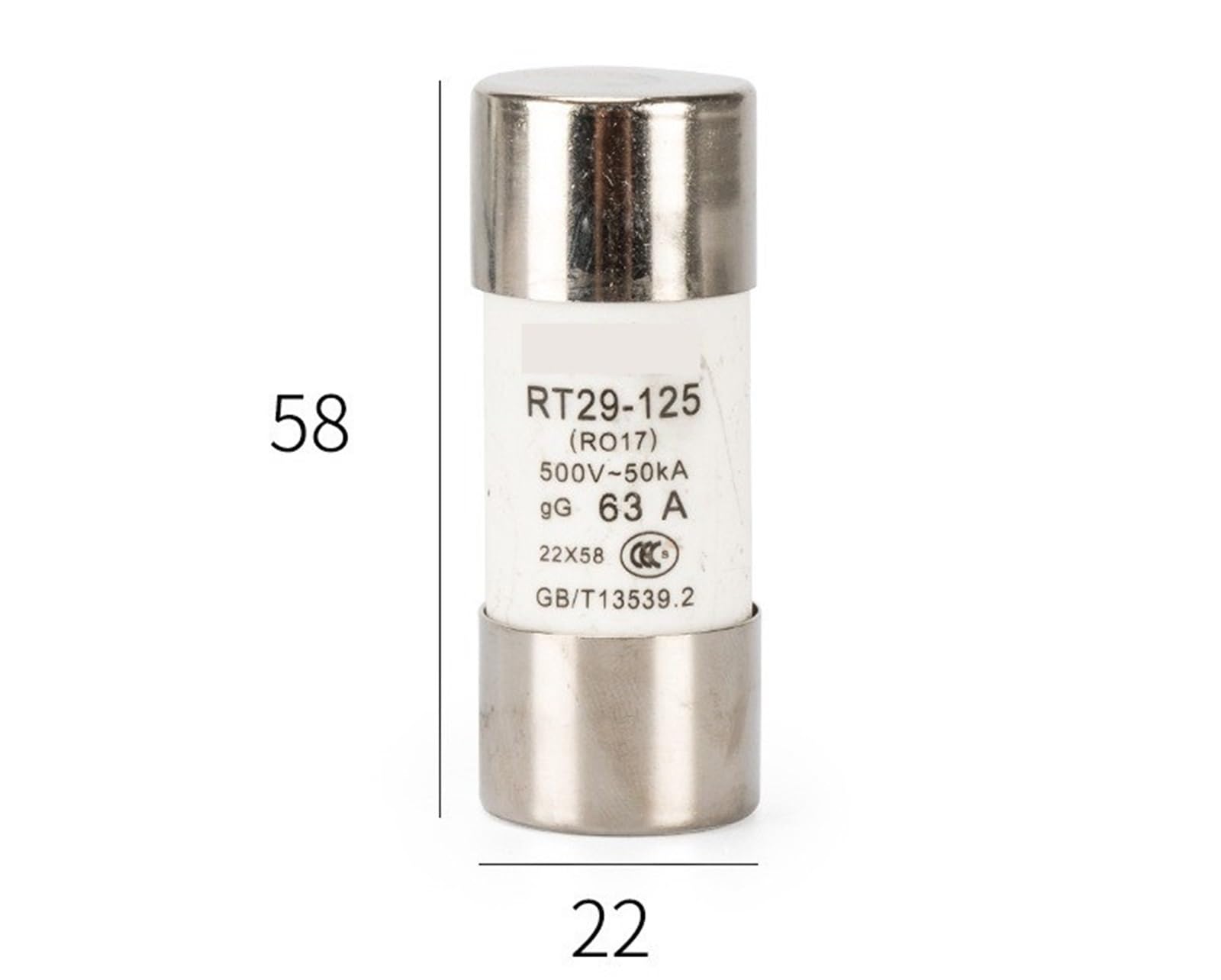 Fusible céramique monophasé/bipolaire sur rail NRT28-125 ; fusible et culot RT29-125 (80 A, 100 A, 125 A)