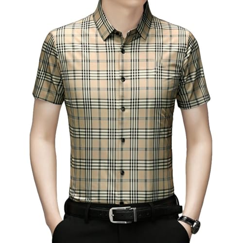 Chemise d'été légère haut de gamme homme sans couture et col à revers