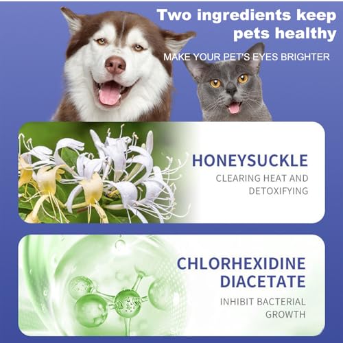 MagiSel Haustier Augentropfen, Augenreiniger für Haustiere, Augentropfen Für Hunde Und Katzen, Lindert Juckreiz Und Irritationen, Trockenheit, Tränenflecken, Entfernt Tränenstein (15ml)