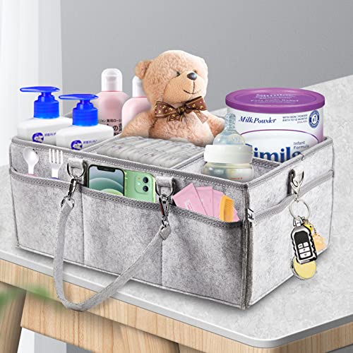 Image of Kulee Baby Diaper Caddy Organizer for Baby Girl and boy Large Nursery Storage Bin, Classroom Organization and Car Organizer for Diapers and Baby Wipes, 16x10x7 In (Pack of 1)