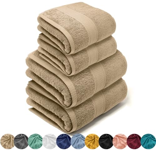 LEBENGOOD Toallas baño Grandes, Algodón Premium, 550gsm, 2 Toallas Lavabo, 2 Toallas Ducha. Juego de Toallas, Toallas de...