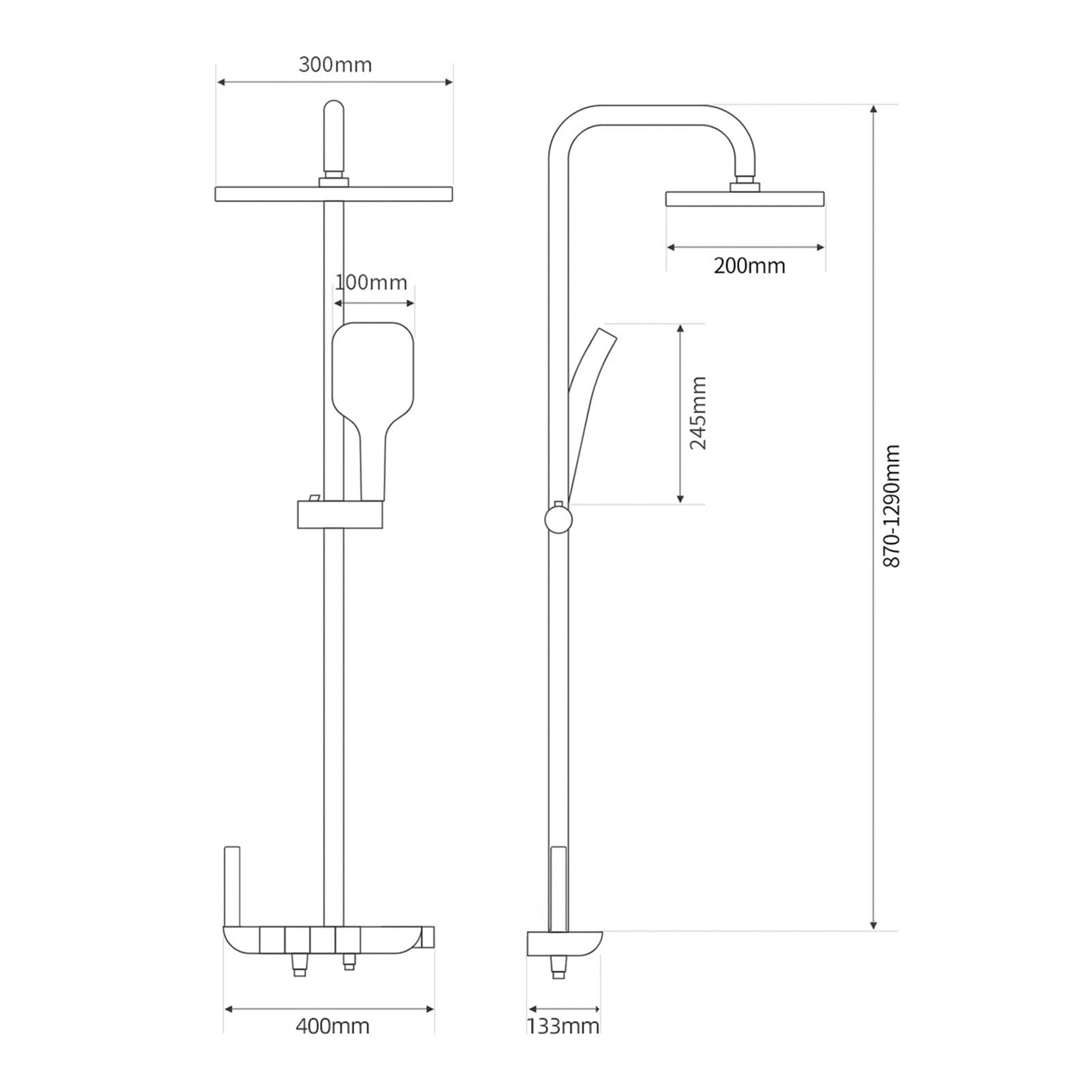 Set Doccia termostatico Grigio con Rubinetto a Parete con soffione a Pioggia ad Alta Pressione da 12", beccuccio per Vasca, doccetta Bidet, doccetta a 3 modalità
