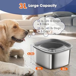   Dog-Water-Bowl-No-Spill-101oz-3L-Pet-Water-Bowl-No-Drip-Slow-Water-Feeder-with-Floating-Disk-Stainless-Steel-Dog-Slow-Drinking-Bowl-for-Small-Medium-Large-Dogs-Grey
