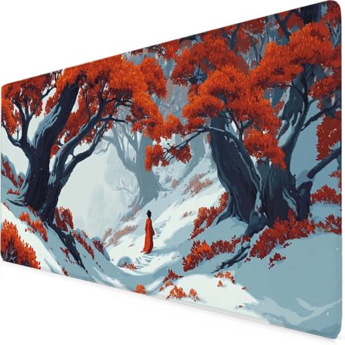 Tapis de souris XXL rouge grand format pour gaming et PC portable
