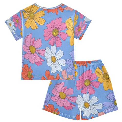 senya Short Sleeve Pajamas Sets Summer Cotton Sleepwear Simple Colorful Flower Species2