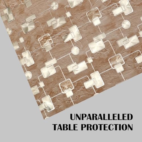 Image of Dakshya Industries PVC Waterproof Withoutlace Dining Table Cover (Size - 54X78 Inch) Rectangle 6 Seater Heat Rasistant, Golden Dibbi