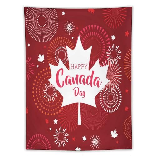 Tapiz de Canadá vertical con hojas de arce y fuegos artificiales decorativo para dormitorio