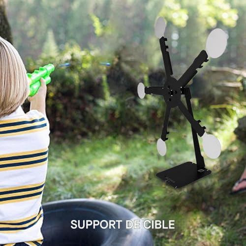 Jeu de cible rotative pour jardin : entraînement réglable à réinitialisation magnétique