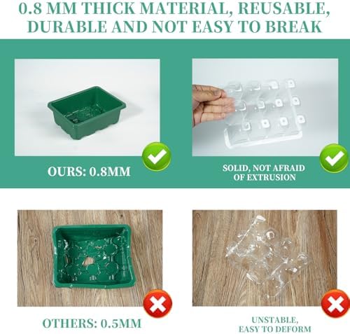 10 Pack 120 Cells Seed Starter Trays with Ventilation Holes - Reusable Seedling Starter Kit for Vegetables, Herbs, Flowers - Indoor Gardening, Plant Germination & Seed Starting (Green) - 4