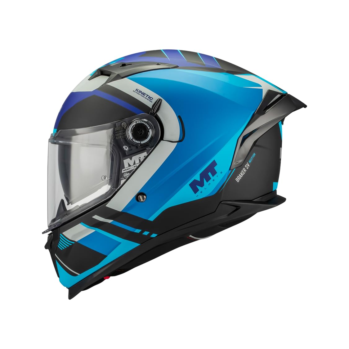 MT Helmets Braker SV, Casco Moto Integral Deportivo, Visor Solar Retráctil, Pantalla de Extracción Rápida Patentada, Spoiler Aerodinámico y Preparado Intercomunicador UCS, Homologado ECE 22.06 & DOT