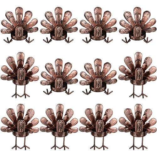 12 Pieces Turkey Tealight Candle Holder Thanksgiving Candle Holder Sitting Standing Turkey Candleholders Metal Turkey Tea Light Candle Holder Thanksgiving Tabletop Candleholders For Home Kitchen Decor #TOP28