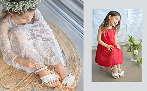 Image of Kolan Toddler Girl Sandals Open Toe Flat Princess Dress Shoes Little Kids