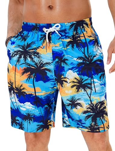 Enlision Mens Swim Trunks with Mesh Lining Quick Dry Beach Hawaiian Shorts with Pockets 7.5