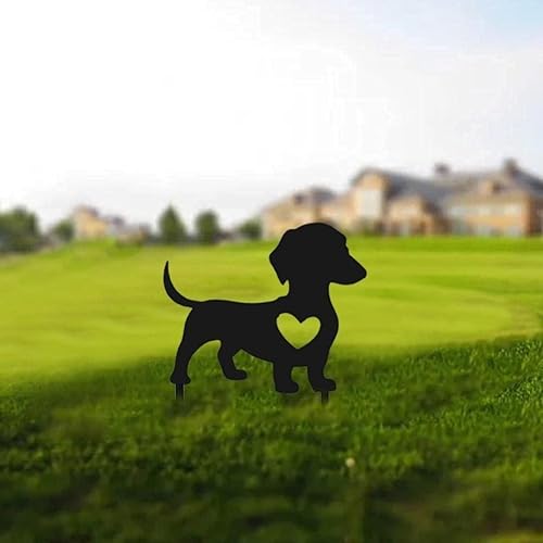 Miniatura 8 de WWDZ Adorno de perro abstracto moderno de hierro forjado, figura de perro salchicha simple, decoración de molido, M0r8, arte de inserción de jardín