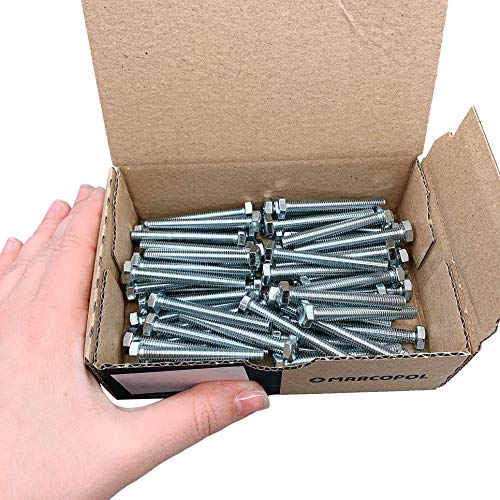 60 Stück DIN 933 Stahl Sechskantschrauben M6 x 50 mm, Sechskantschrauben Vollgewinde, Sechskantkopf (60, M6 x 50 mm)