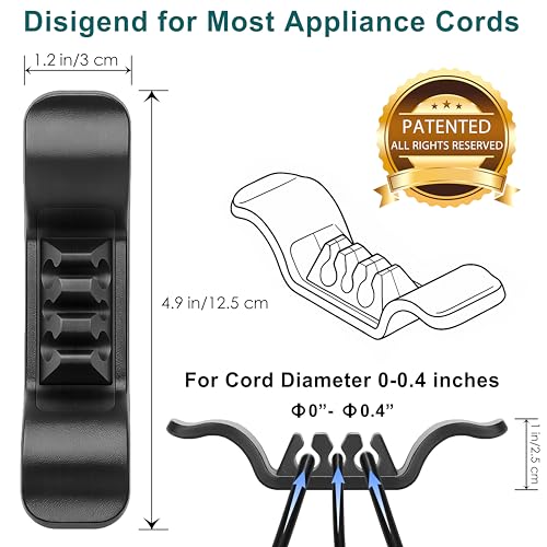 Cord Organizer for Appliance Stick On- Kitchen Appliances Cord Winder, Convenient Cord Wrapper for Mixer, Air Fryers, Juicers, Coffee Machines, Blender, Air Fryers, Black 6Packs