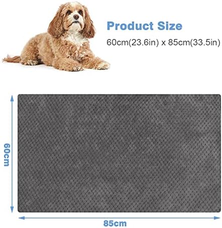 ASIJIA Dog Blanket 85 x 60 cm Thick Dog Blankets Washable Soft and Warm Pet Blankets for Small Dogs & Cats (Grey)