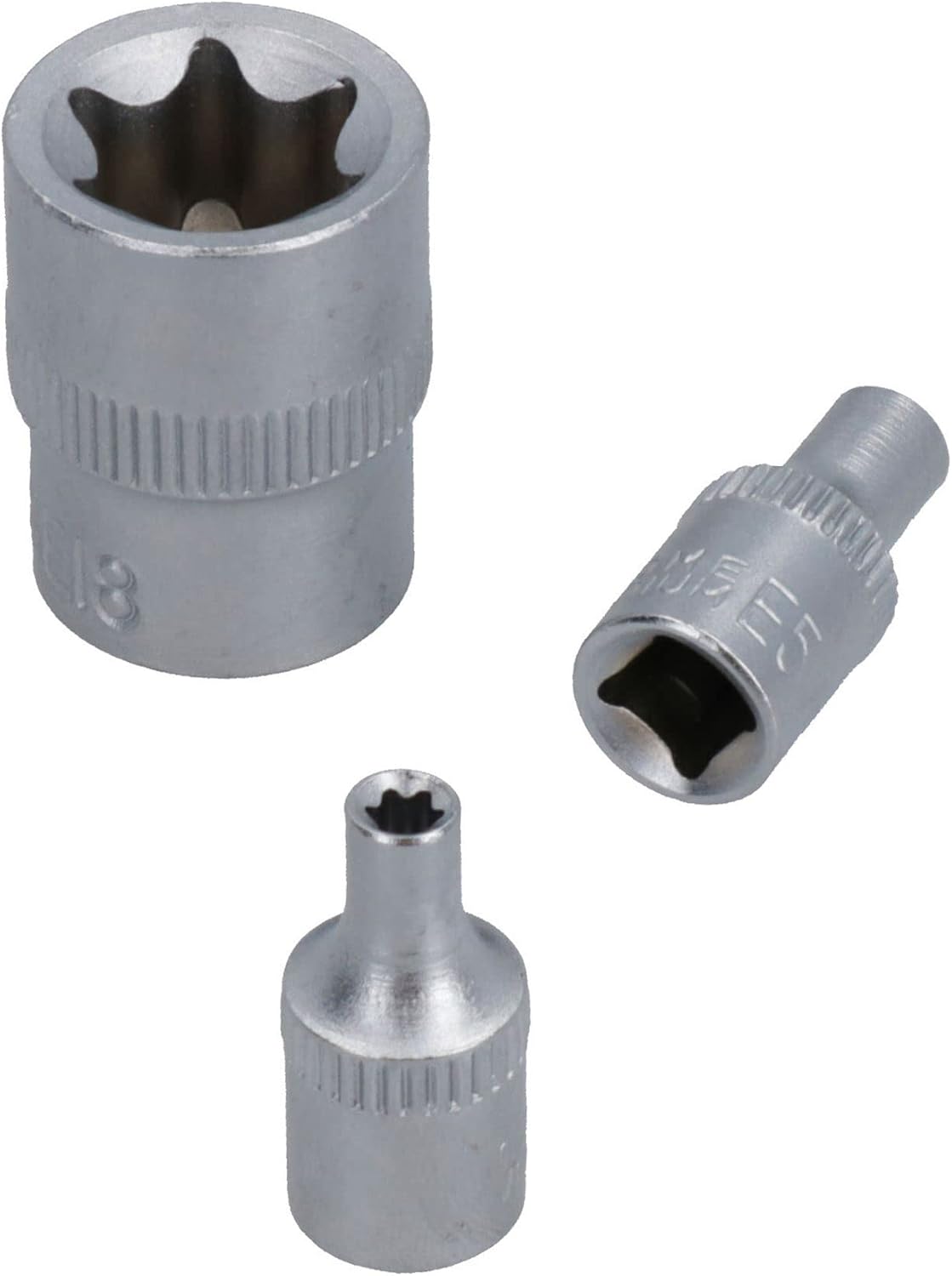 Female Torx Star E Sockets E4 – E18 10pc Set + 4pc Torx Spanners E6 – E24