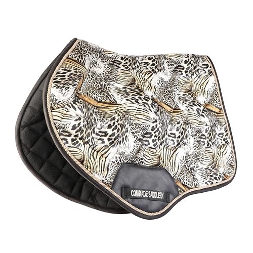 Comrade Saddlery Horse Saddle Pad, Quilted All-Purpose English Saddle Pad with Bold Animal Print – Breathable, Shock-Absorbing, Soft Lining, Stylish, Durable, Ideal for Everyday Riding & Training