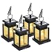Solar Lantern Hanging Solar Lights Outdoor,Solar Outdoor Lantern Solar Powered with Auto Sensor On Off for Patio Landscape Yard, Warm White Candle Flicker(4 Pack)