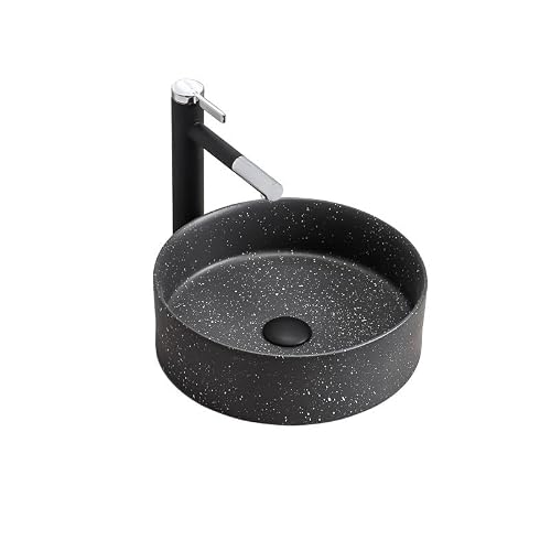 HPTHLY Bathoom Sink Round Thin Edge Art Basin Ceramic Vessel Sink Hotel Simple Black Washbasin Bathroom Sink Wash Basin Bathroom Vessel Sinks