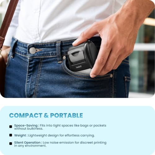 Image of helett BillQuick Go 2 Inch (58mm) Thermal Receipt Printer & Billing Machine for Retail Shop | Bluetooth + USB Type-C | 203 DPI | 2600mAh Battery | Android, iOS, Windows & Mac | Adapter & Roll