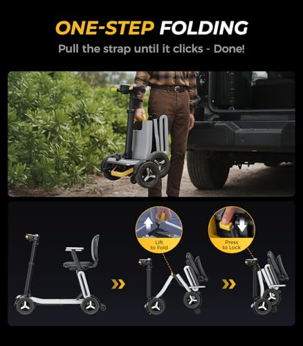 Image of PAISEEC L5 Mobility Scooter 32 lbs Ultra Lightweight, One-Step Folding Mobility Scooters for Seniors, Electric Scooter with PAI Safety System, Airline Approved Mobility Scooter (Grey, 15 Miles)
