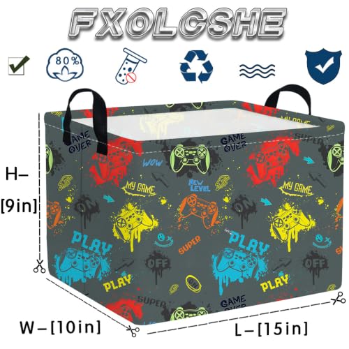 Image of Rectangular Game baskets,Kids Storage Bins,Waterproof Collapsible Storage Bin,Book Storage Bin,Cute Organizer Box,Party basket,Kids room Decor(Colorful game)