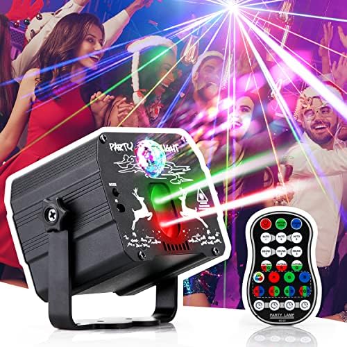 Xhaus DJ Disco Stage Party Lights with Remote Control, Disco Ball Stage Light LED Sound Activated RGB Flash Strobe Projector Lamp for Christmas Halloween Karaoke Bar Birthday Wedding Parties Show Club