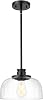 Emak Modern Pendant Lights Kitchen Island, Black Pendant Light with 10 Inch Clear Glass Shade, Farmhouse Hanging Light Fixture for Kitchen Island, Dining Room, Bathroom, Bar, PL131-BK-CG