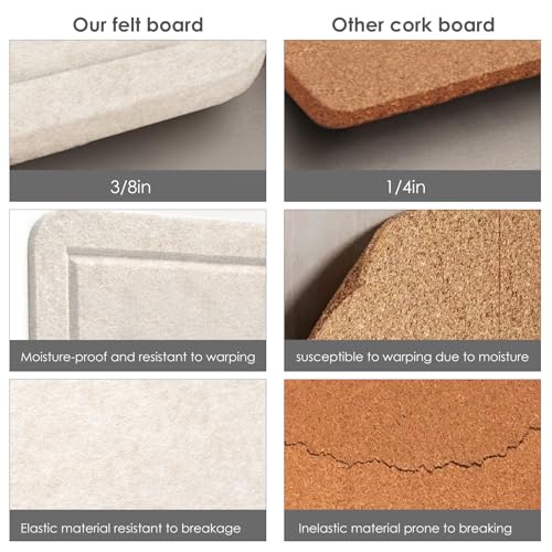 Lightomorrow Bulletin Board, Decorative Felt Pin Board for Wall - Foldable Photo Display Board with Self-Adhesive Tape, Includes 20 Push Pins - Oatmeal 60 x 45 cm image 1