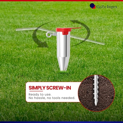 GeZu Impex® Parasol Ground Spike ⌀ 25 to ⌀ 62 mm Hot Dip Galvanised screw in rotary washing line - Image 2