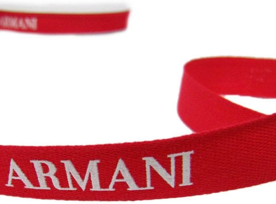 100% Authentic Armani Red White Lettering Ribbon 9/16''W - Great for Wrapping GIF