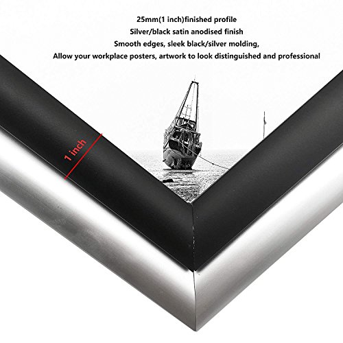 Reliancer A2 Front Load Easy Open Snap Frame Professional Aluminum Poster Pictures Frame For 23.5X16.5 Inches Graphics Wall Mounted W/Non-Glare Pvc Lens (Silver) #TOP2