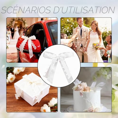 10 Pièces Noeud Voiture Mariage,Decoration Voiture en Forme de Cœur, Décoration Voiture Mariage, Arcs Réutilisables pour Mariages, Fêtes, Cadeaux, DIY et Événements Romantiques – vue 6