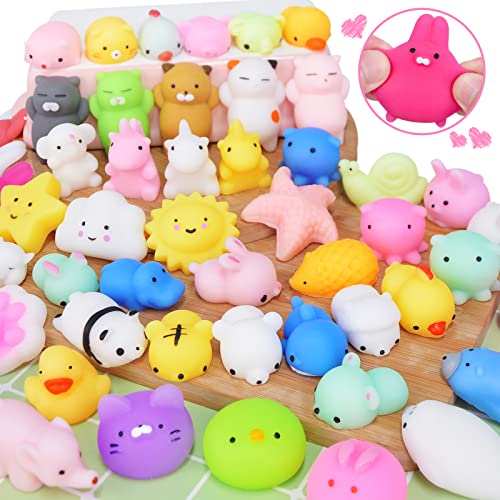 UMIKU 28PCS Mochi Squishy Toys Party Favors for Kids Mini Squishy Kawaii Animal Squishies Squeeze Toy Cat Squishy Stress Relief Toys for Adults Goodie Bag Filler Birthday Favors for Kids Random