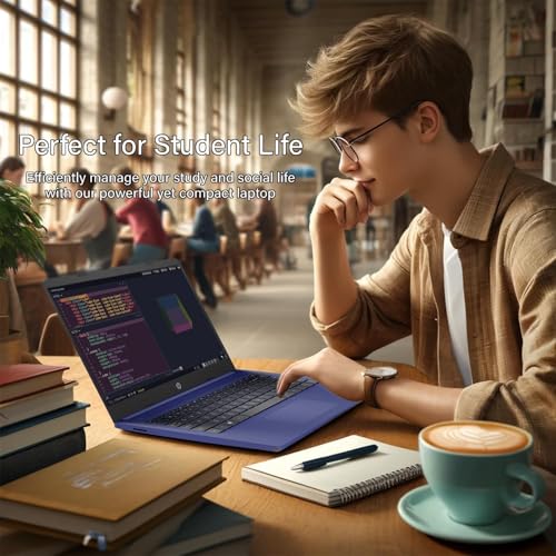 Image of HP 14 Laptop • Back to School Limited Edition with Microsoft 365 • 4-Core Intel CPU • 8GB RAM •1600GB Storage (64GB OnBoard + 512GB External + 1TB OneDrive) • Indigo Blue • w /WOWPC Bundle • Win 11