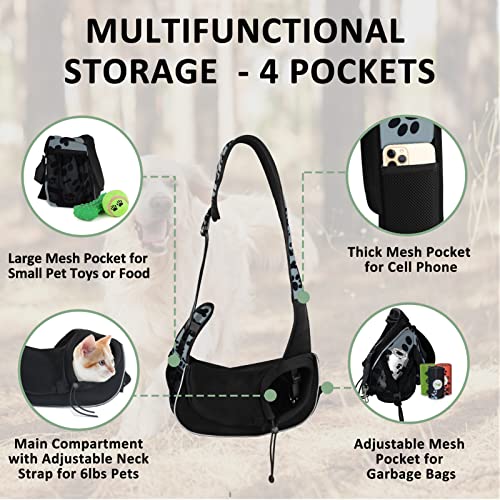 Image of Gloppie Dog Carriers for Small Dogs Hands Free Pet Carrier Mesh Travel Dog Sling Bag Comfortable Puppy Carrier for Dogs Below 10 lbs Cute Grey M