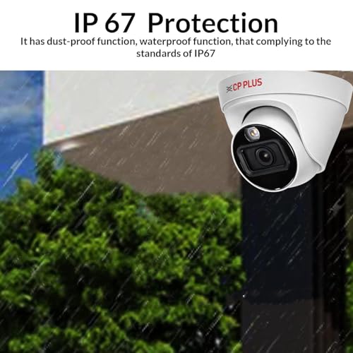 Image of CP Plus 4MP IP Camera 30 m IR & Warm Light Range with IP67 Weatherproof Protection, H.265 /H.264, PoE, 120 dB WDR, ICR, 3DNR, ROI, and Built-in mic [CP-UNC-DA41L3C-LQ]