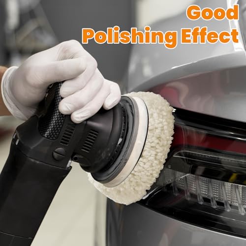 Image of 8 Pcs 3 Inch Polishing Pad Buffing Pad Wool Polishing Pad Hook Loop Buffing Pad for Drill Curved Edge Compound Cutting Pad Drill Polisher Attachment Wheel Polish Pad Car Body Repair Buffing