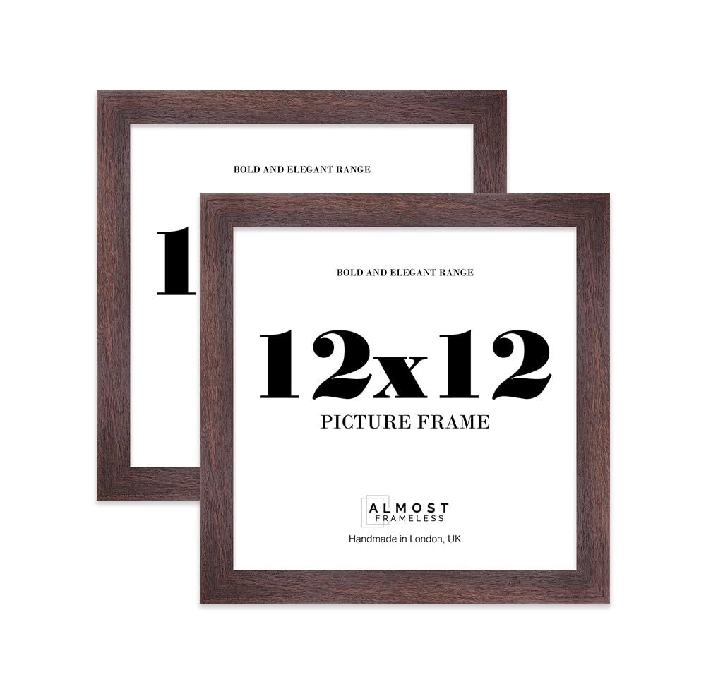 12x12 Photo Frame, Display 12x12" Pictures (22.9 x 15.2cm) Picture Frame for wall Display - Walnut - 2 Pack