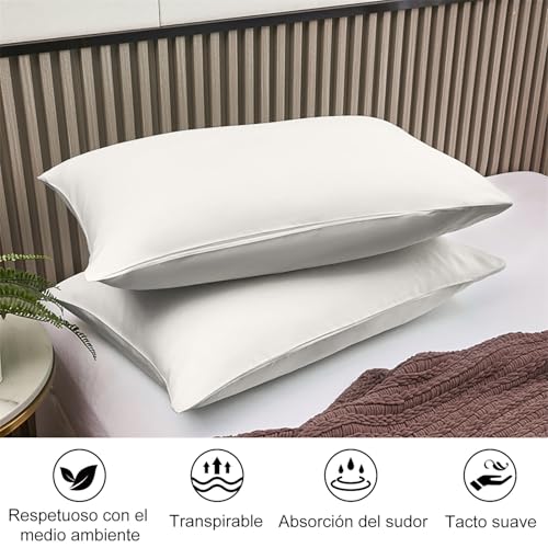 Miniatura 4 de Lirex 2 Paquetes Fundas De Almohada, 100 Algodón Transpirable Cubiertas Para Almohada 50 X 75 Cm, Blanco