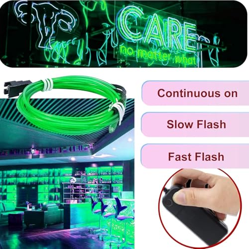 Fil électroluminescent rigide 3 modes néon LED portable vert Ourbest - 4