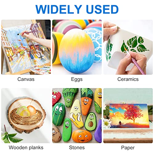 WOSTOO Acrylique 26 pcs Peinture Acryliques 16 x 75ml Tube +10 Pinceaux Tubes de Peinture Acrylique Couleurs Brillantes et résistantes à la Lumière Avec Une Grande opacité pour Débutant&Professionnels - Image 8