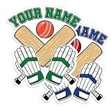 Custom Cricket Name Sticker Personalized Text Number Bats Gloves Sport Player Team Member Decal Waterproof Die Cut Vinyl & Transparent DTF Decal for Water Bottle Laptop Car Helmet Gifts for Men Women