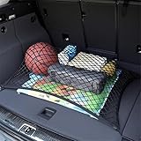 Bcicada Trunk Cargo Elastic Net, Car Organizer 28'x24' Stretch to 56'x48', Heavy Duty with 6-Steel Hooks+4 ABS Hook