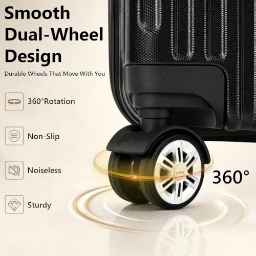 Image of 4-Piece Hardshell Spinner Luggage Set, Black, 14 /20 /24 /28 Inch | Top & Side Carry Handles Thickened ABS+PC Hardshell Spinner Luggage Set for Business, Family & Long Trips