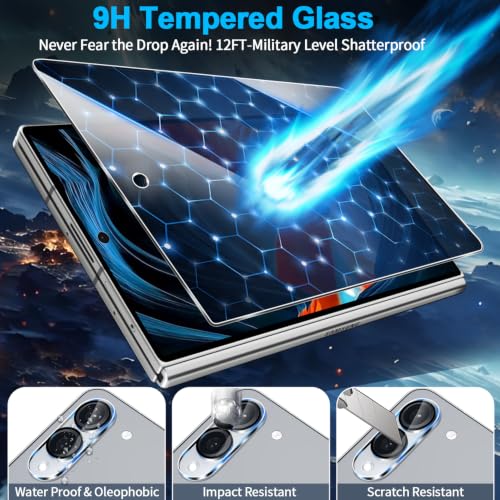 Image of 3 Pack Privacy Screen Protector for Samsung Galaxy Z Fold 8 Tempered Glass + 2 Pack Camera Lens Protector, True 25Anti Spy, 9H Hardness, Fingerprint Unlock, Case Friendly Bubble-Free